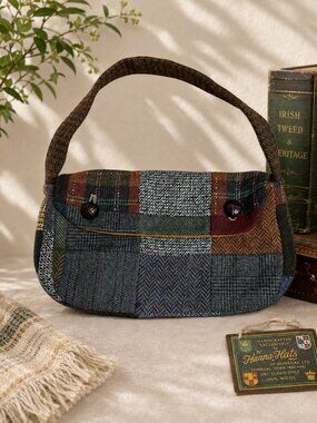 Hanna Hats Donegal Ireland Patchwork Tweed Wool Handbag Purse
